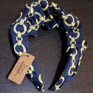 Stony Blue and Yellow Chain Pattern Headband